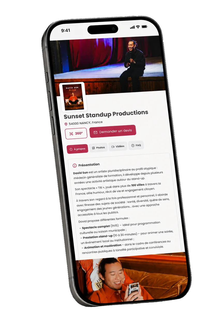 Vitrine Zirru Link de Sunset Standup Productions sur smartphone